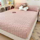 Axyaa Jacquard Winter Fleece Mattress Cover, Elastic Band, Thick & Warm Bed Sheet