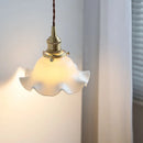 Axyaa White Ceramic LED Pendant Lamp with Adjustable Wire - Japan Style Hanging Light