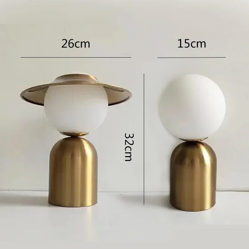 Axya Nordic Glass Ball LED Table Lamp Gold Metal Luminaire