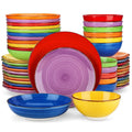 Axyaa Ceramic Dinnerware Set Color Handpainted Spirals Pattern - Plates & Bowls