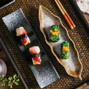 Axyaa Leaf Sashimi Board | Japanese Ceramic Boat Sushi Board for Elegant Table Setting