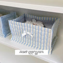 Axyaa Quilted Square Storage Basket: Cute Korean Organizer for Home Decoration