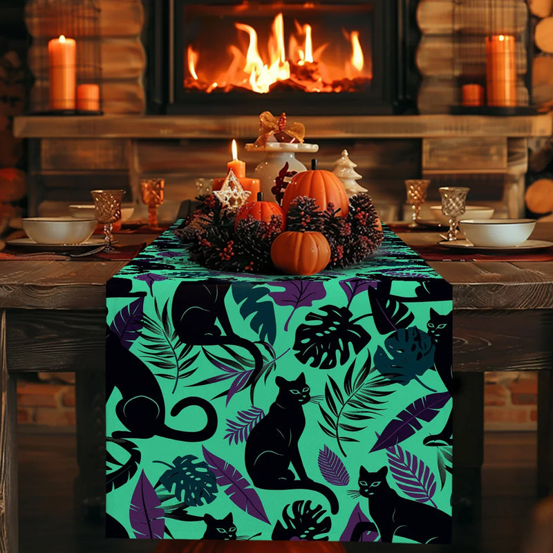 Axyaa Tropical Plant Branches Table Runner - Elegant Dining and Wedding Decor