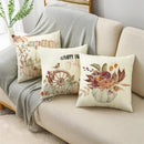 Axyaa Fall Pumpkin Sunflowers Linen Throw Pillowcase - Office, Bedroom Decor