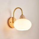 Axyaa Modern LED Wall Light: Glass Iron Wood Nordic Bedside Lamp for Home Decor