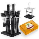 Axyaa 24-Piece Hammer Pattern Cutlery Set with Ceramic Handle