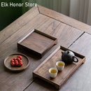 Axyaa Walnut Wood Tea Tray Small Kung Fu Tea Set Wood Partitioned Plate