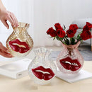 Axyaa Glass Lips Flower Arrangement Home Decoration