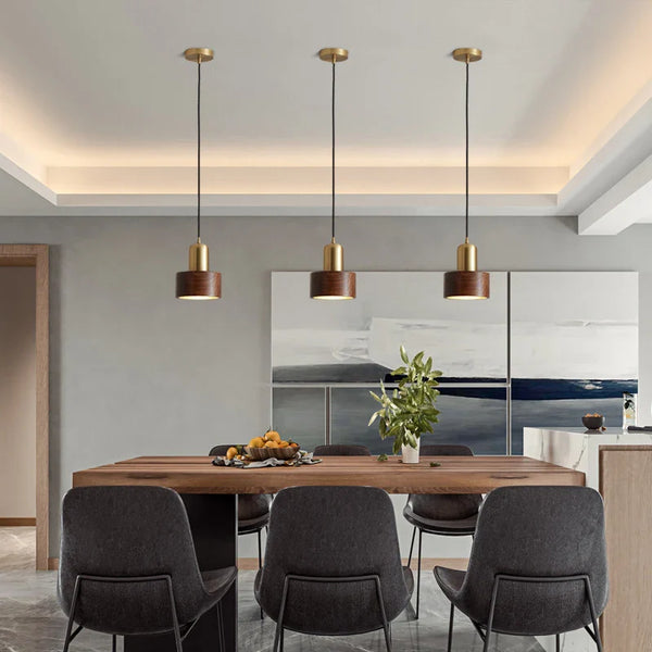 Axyaa Walnut Wood Bedside Pendant Wall Lamp E27 for Bedroom Living Room Dining Indoor Lighting