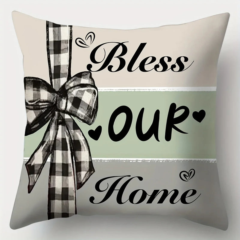 Axyaa Flower Bow Print Pillowcase for Living Room Sofa Chair Decoration