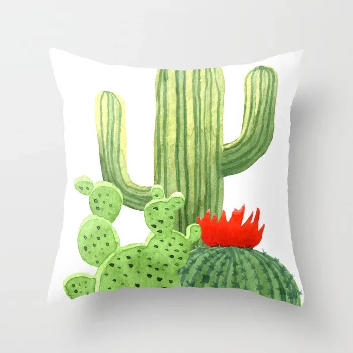 Tropical Cactus Summer Plants Pattern Cushion Cover for Axyaa Home Decor