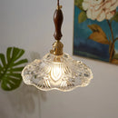Axyaa Modern Copper Glass LED Pendant Lamp with Wood Handle