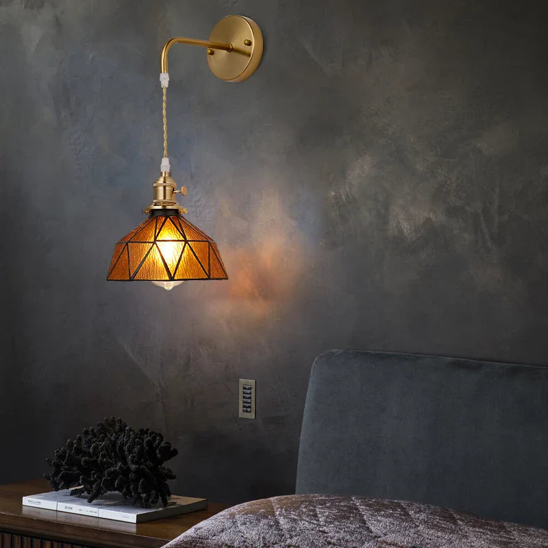 Axyaa Nordic Copper Glass LED Wall Light for Living Room, Bedroom, Bar - Modern Design