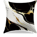 Axyaa Marble Pattern Pillow Cover - Black White Gold Design for Sofa Bedroom Car