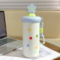 Axyaa Flower Thermal Water Bottle: Stainless Steel Coffee Thermos with Straw