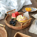 Axyaa Handmade Rattan Fruit Basket Tea Tray Organizer
