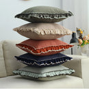 Axyaa Sand-Washed Cotton Lace Throw Cushion Cover with British Style, for Stylish Sofas.