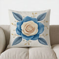 Axyaa Blue & Cream Floral Throw Pillow Cover for Sofa, Bedroom, Car & Home Decor