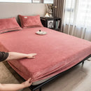 Axyaa Milk Velvet Fitted Sheet 160x200, Extra Warm, Elastic Band, Solid Color