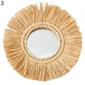 Axyaa Raffia Bead Wood Mirror: Acrylic Decorative Wall Hanging for Bedroom