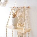 Axyaa Macrame Wall Hanging Shelf Boho Home Decor Wood Decoration Bedroom Living Room