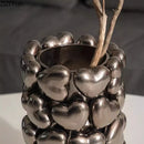 Axyaa Heart Ceramic Vase with Artificial Flowers for Desk Decoration
