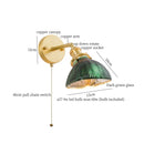 Axyaa Glass LED Wall Sconce Lamp Pull Chain Switch Night Light