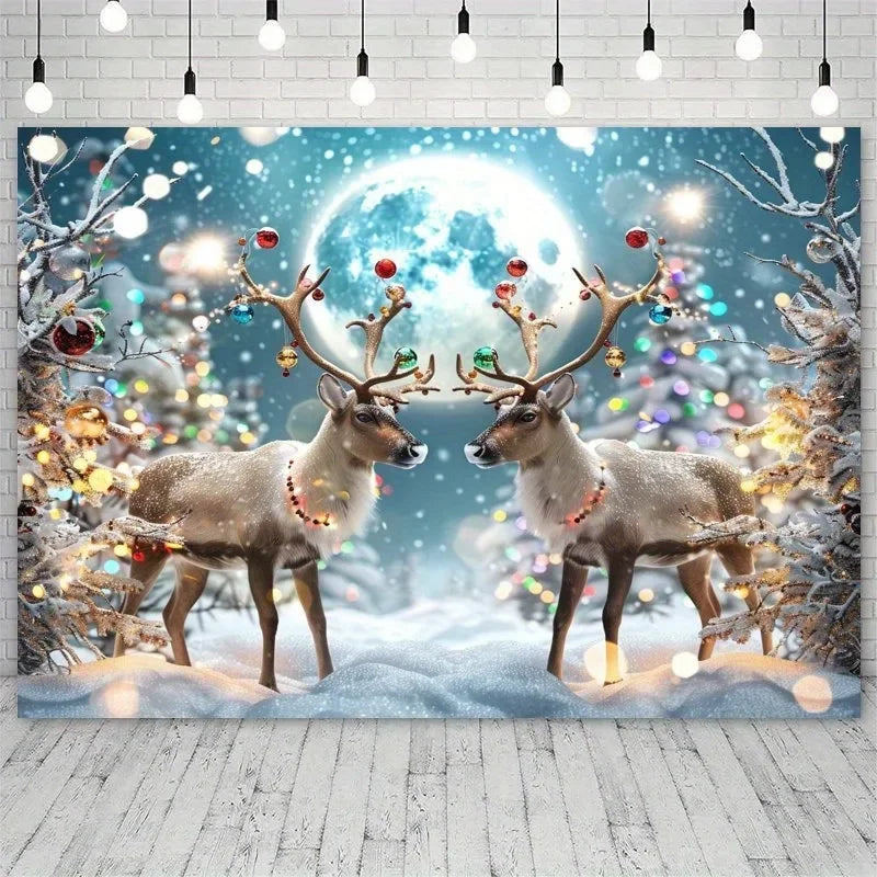 Axyaa Christmas Reindeer Hanging Cloth for Home Party Decoration