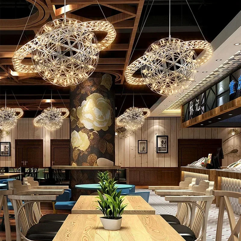 Axyaa Nordic Star Spark Chandelier, Stainless Steel LED Home Lighting