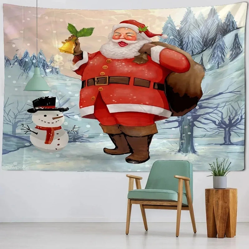 Axyaa Christmas Santa Claus Tapestry Background Cloth for Family Living Room Wall Decoration