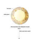 Axyaa White Glass LED Wall Light Fixture Terrazzo Stone Pull Chain Switch Home Decor