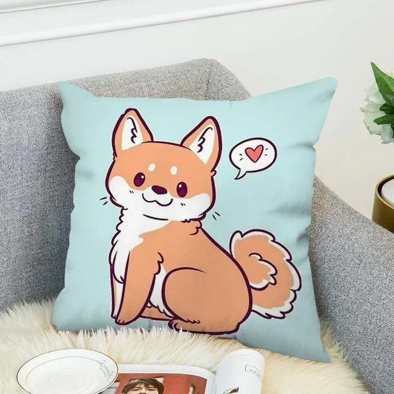 Axyaa Shiba Inu Cushion Cover 45x45cm for Bed or Chair Decor