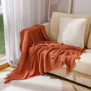 Axyaa Bohemian Knit Blanket with Fringe – Solid Color Acrylic Office Nap Bed Cover