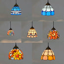 Mosaic Pendant Light with Stained Glass Shade in Colorful Mediterranean Style by Axyaa