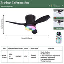 Axyaa RGB Bluetooth Music Ceiling Fan Light Remote Control LED Lamp for Indoor Decor.