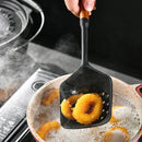 Axyaa Black Silicone Wooden Handle Kitchen Utensils Set