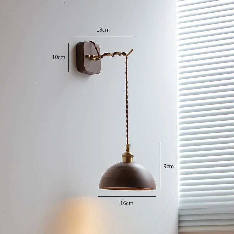 Axyaa Walnut Wooden LED Wall Lights Fixture Modern Indoor Lighting Nordic Wandlamp