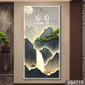 Axyaa Pine Entrance Landscape Wall Painting with High-End Electronic Clock