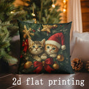 Axyaa Christmas Cats and Tree Cushions - Rectangular Back Pillow Cover for Sofa Bedroom Car