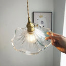 Axyaa Glass Chandelier Brass Walnut Amber Flower Glass Home Decor