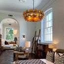 Axyaa French Glass Chandelier Ceiling Lamp for Stylish Indoor Lighting