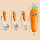 Axyaa Kids Carrot Tableware Set: Spoon, Fork, Flatware, Box - Kitchen Tools
