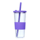 Axyaa Double-layer Plastic Straw Cup with Sleeve - Portable, Reusable, and Stylish
