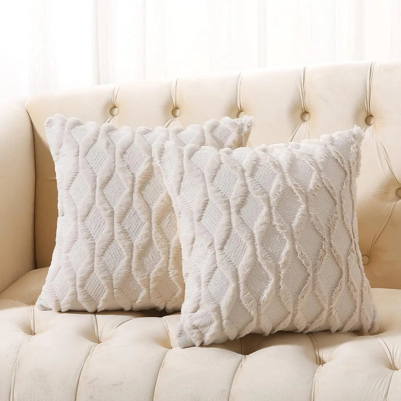 Axyaa Beige Throw Pillow Cover 45x45cm - Solid Decorative Cushion for Sofa and Bedroom
