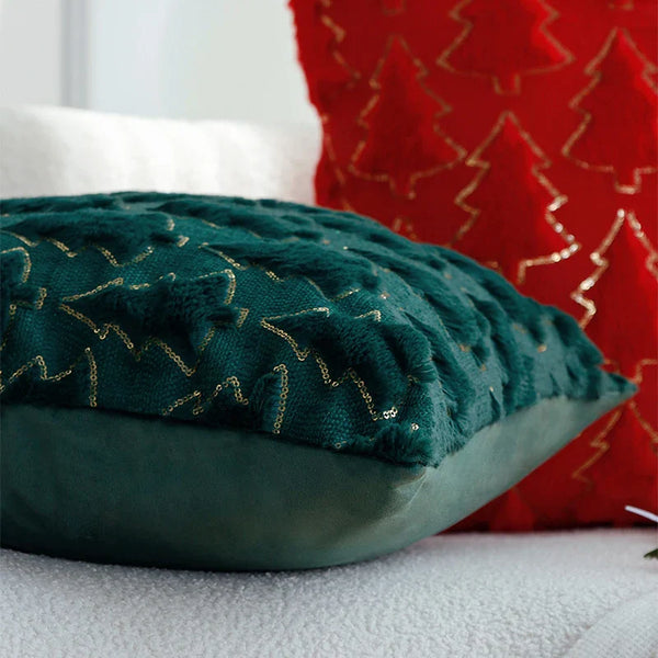 Axyaa Christmas Tree Cushion Cover 45x45cm Plush Winter Home Decor