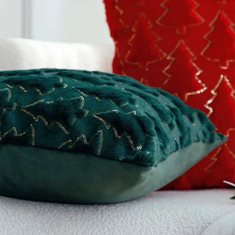 Axyaa Plush Christmas Pillow Cover 45x45cm for Home Sofa Decor