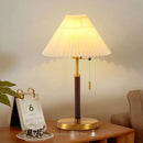 Axyaa Wooden Table Lamp, Wabi-sabi Retro Style, Solid Wood & Metal Bedroom Ambiance