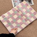 Axyaa Checkered Plush Carpet Home Decoration Bedroom Rugs