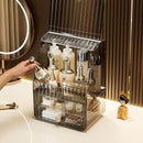 Axyaa Clear Lid Cosmetic Storage Box with 2 Drawers - Large Capacity Skincare Organizer