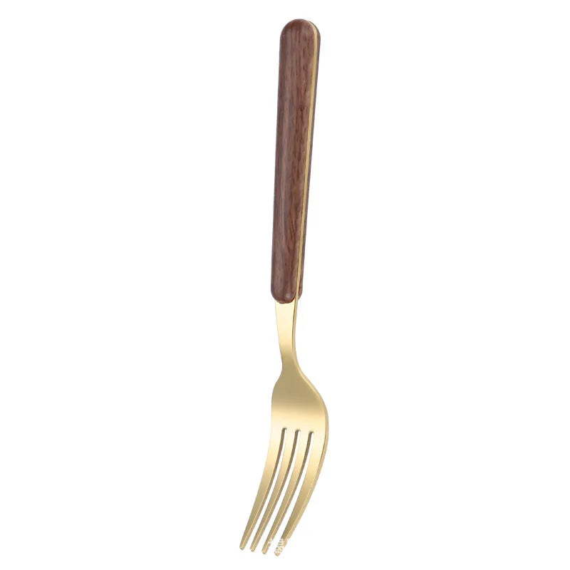 Axyaa Stainless Steel Cutlery Set with Wooden Handle - 16 Piece Dining Set